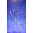 vangpijp 9cm dia x 12cm h, steel 2cm dia x 12cm h, duranglas, gietteut + schaal